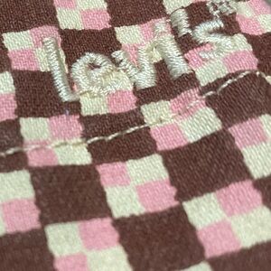 LEVIS. Xs checkered brown and pink cream dress